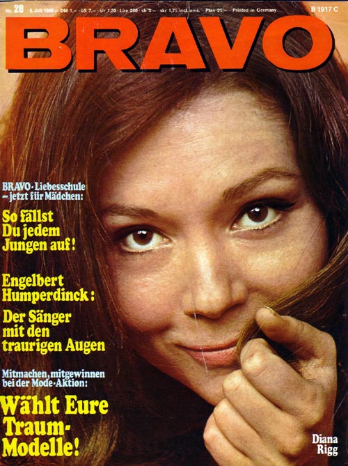 Diana Rigg on cover of German magazine, Bravo, July 68