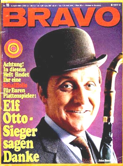 Patrick Macnee on cover of German magazine, Bravo, April 1968.