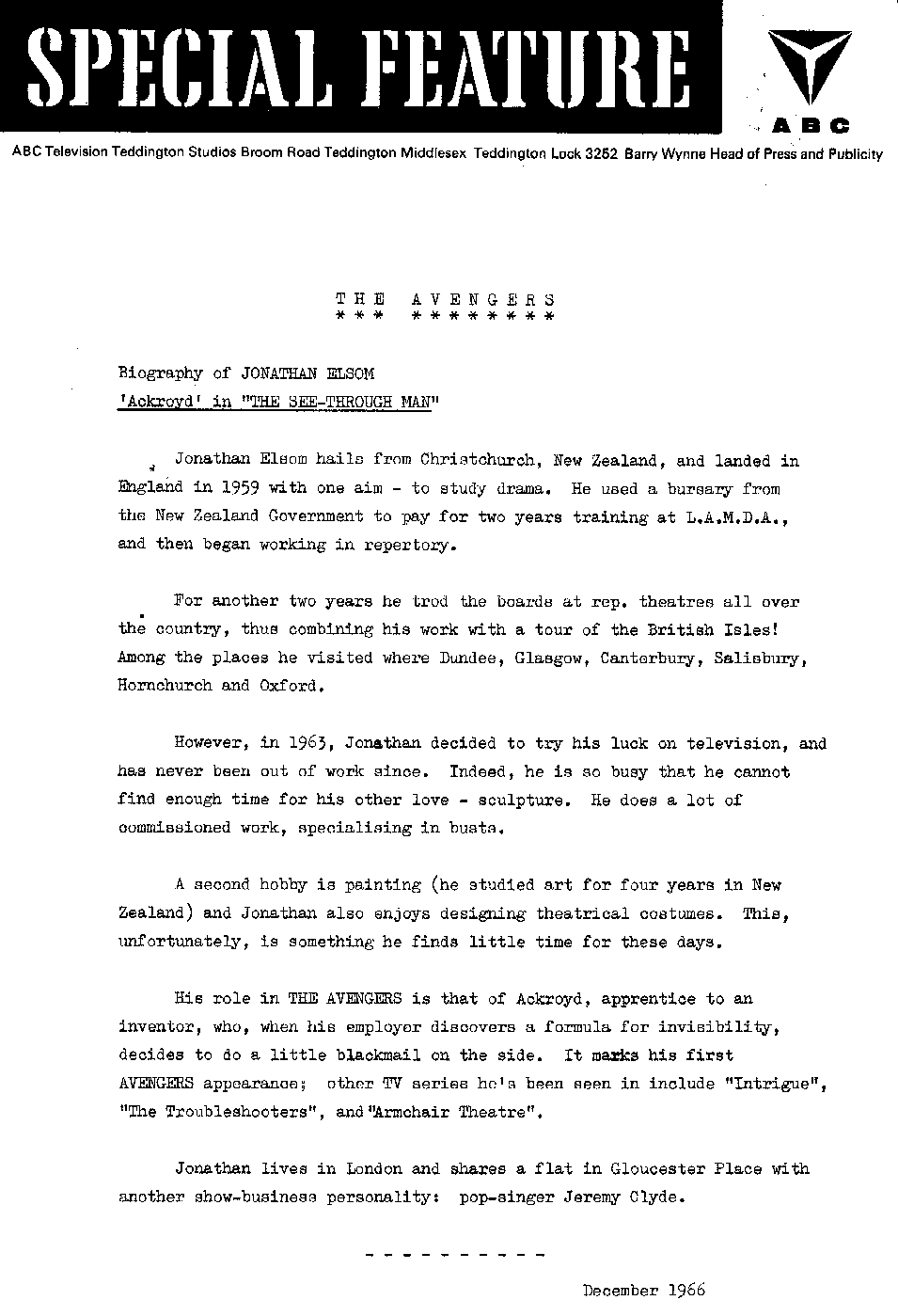 Jonathan Elsom biography