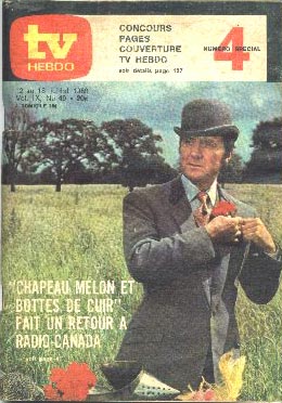 Patrick Macnee on the cover of TV Hebod magazine, Canada, 1968.