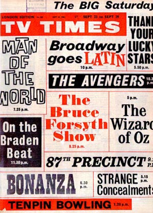 Small Avengers graphic on the cover of TV Times September 62.
