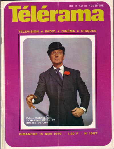 Patrick Macnee on the cover of Telerama, November 70.