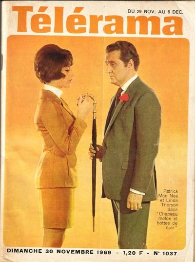 Linda Thorson and Patrick Macnee on the cover of Telerama, November 1969.