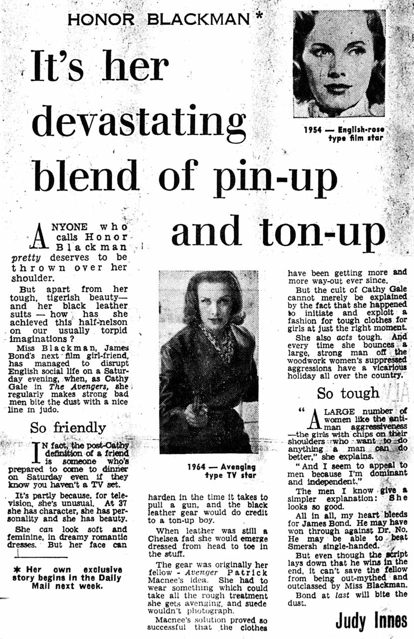 Article about Honor Blackman in The Avengers
