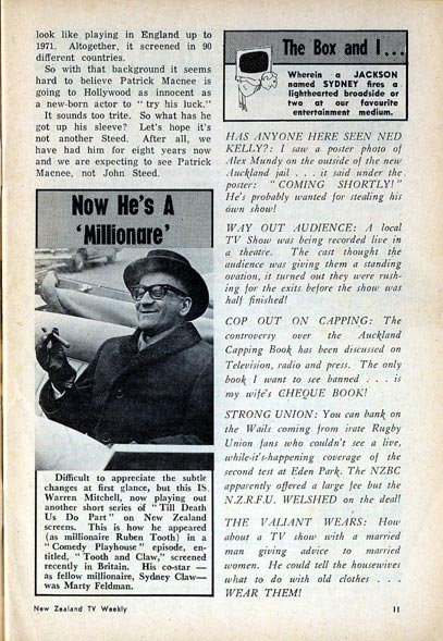 TV Weekly New Zealand - Patrick Macnee interview - 1969