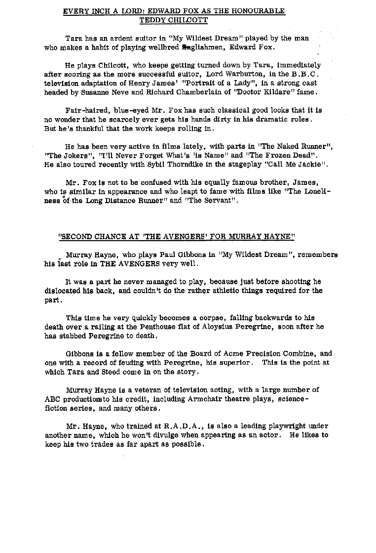 The Avengers - My Wildest Dream - Press Release page two